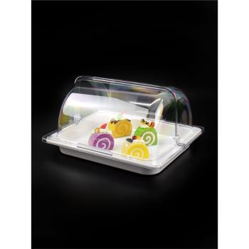 水果點心試吃展示盤帶蓋塑料透明翻蓋密胺涼菜蛋糕托盤耐高溫商用