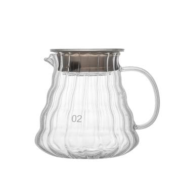 Cliton耐熱玻璃分享咖啡壺冰滴濾V60豎紋簡易手沖冷水壺500ml