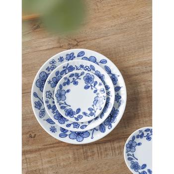 日本進口蒲團瓷盤高顏值精致創意家用陶瓷減脂日式餐具菜盤圓盤子