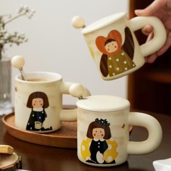 澤滕家陶瓷杯子帶蓋漫畫馬克杯女生伴手禮可愛情侶水杯家用早餐杯