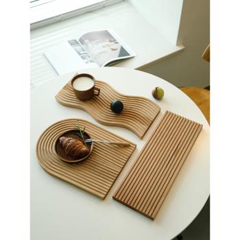 北歐ins水波紋木質面包板托盤家用櫸木香薰收納置物茶盤餐盤砧板