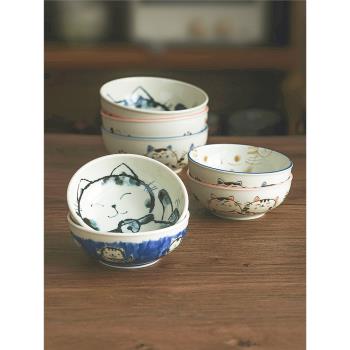 陶瓷湯碗日式家用餐具大號米飯碗日本進口創意個性可愛單個面碗