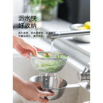 304不銹鋼瀝水籃 洗菜盆簍淘米神器濾水漏水洗米篩芝麻過濾網水果