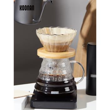 koonan手沖咖啡壺套裝 V60玻璃濾杯 手沖咖啡禮盒 滴漏式過濾器