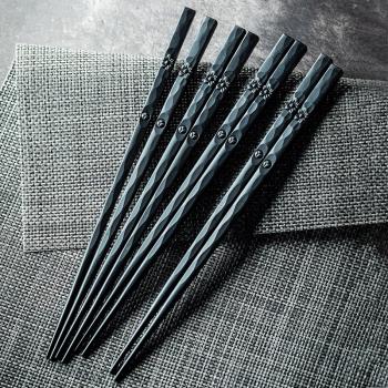 【多款式】日式合金筷子高檔防滑尖頭筷家用餐廳碗筷耐高溫黑色筷