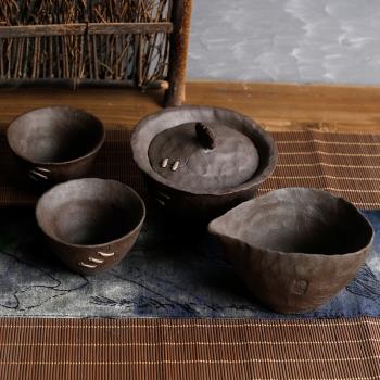 手作陶器日式復古手抓壺公道杯 家用茶空間茶具套裝小茶壺茶杯