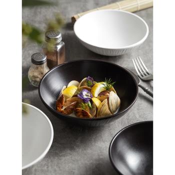 湯碗家用2023新款高顏值日式陶瓷高級感黑色盤子大面碗斗笠沙拉碗