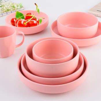 盤子碗家用2023新款粉色餐具陶瓷碗碗碟套裝碗盤微波爐女生可愛碗