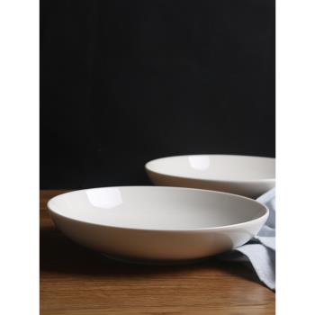 白色簡約高級感菜盤【高端新骨瓷】高顏值沙拉碗淺盤子家用水果盤