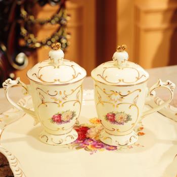 歐式陶瓷杯子馬克杯帶蓋勺創意情侶早餐杯牛奶杯家用咖啡杯大水杯