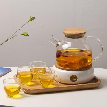 日式蠟燭煮茶爐加熱底座餐廳溫茶保溫花茶杯玻璃茶具水果茶壺套裝
