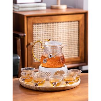 下午茶玻璃茶壺蠟燭加熱煮茶爐泡花茶養生壺茶具水果茶壺套裝輕奢