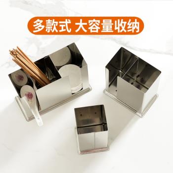 食品級不銹鋼筷子筒方形筷子勺子收納盒架湯匙盒商用餐廳帶蓋飯店