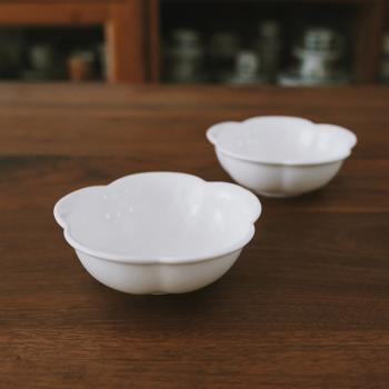 糯米瓷 國器 花朵白瓷骨瓷飯碗 花型碗 家用陶瓷餐皿 ins簡約