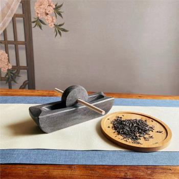 【茶碾】宋代點茶工具器具青石茶磨茶碾研磨茶粉搗茶臼抹茶研磨器