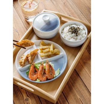 日式分格餐盤陶瓷減脂一人食餐具早餐盤套裝月子餐分餐制分隔盤子
