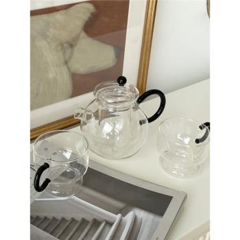 ins耐熱高溫透明玻璃茶具套裝家用辦公煮茶花茶過濾泡茶壺杯子