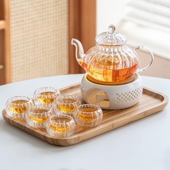 耐熱玻璃花茶壺蠟燭加熱底座美容養生煮茶爐泡茶家用下午茶具套裝