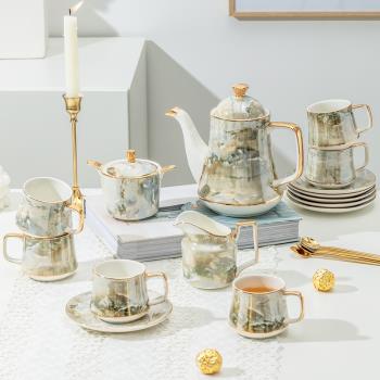 輕奢ins陶瓷咖啡杯碟精緻高檔歐式小奢華英式下午茶茶具套裝家用
