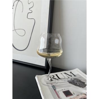 小眾設計感波浪形紅酒葡萄酒杯高腳杯無鉛水晶玻璃杯ins風酒神杯