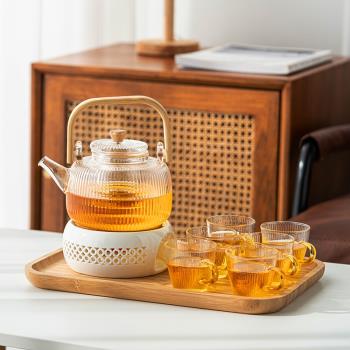 玻璃茶壺蠟燭加熱爐底座美容院水果茶壺煮茶器下午茶花茶茶具套裝