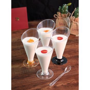 高腳慕斯布丁冰淇淋果凍酸奶甜品塑料PS一次性杯子斜口透明加厚