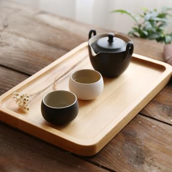 舍里 櫸木實木茶盤方形餐盤冷餐盤點心盤托盤 木質早餐盤托盤子