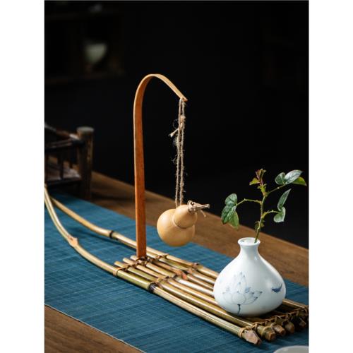 銅製 三日月 吊花生 花入 鉄鎖付 花器 時代 銅製 華道具 保管品