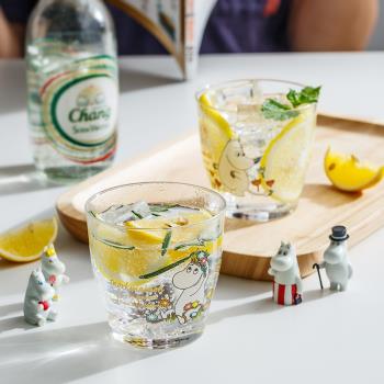 姆明芬蘭卡通玻璃杯moomin冷飲杯甜品杯水杯鈣鈉玻璃杯子北歐可愛