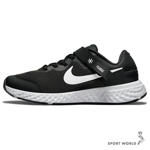 Nike 大童 女鞋 慢跑鞋 Revolution 6 FlyEase GS 4E超寬楦 黑【運動世界】DO5065-003