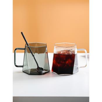 茶咖美器耐熱玻璃杯透明水杯冰美式咖啡杯情侶杯子辦公室馬克杯