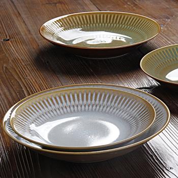 【高端 新骨瓷】素意黃餐廳特色陶瓷餐盤10寸8寸淺口盤水果沙拉盤