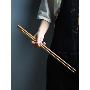 舍里日式櫸木加長筷子公筷油炸防燙火鍋筷子家用超長撈面筷超長筷