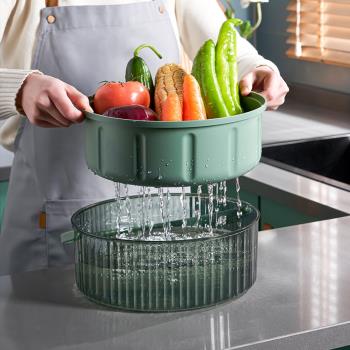 雙層鏤空塑料家用加厚洗菜籃子