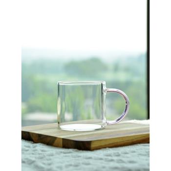 帶把手玻璃杯黑咖啡杯家用高顏值平底杯可加熱牛奶杯速溶杯子精緻