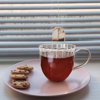 高硼矽玻璃咖啡杯耐高溫帶把牛奶水杯女士花茶杯辦公室高顏值家用