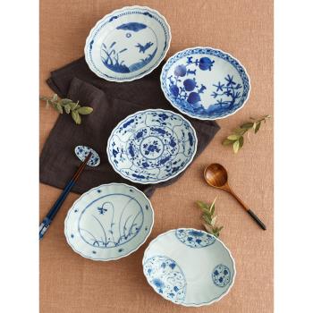 陶趣居 進口橢圓深盤 日本日式藍凜堂釉下彩家用飯盤異形菜盤魚盤