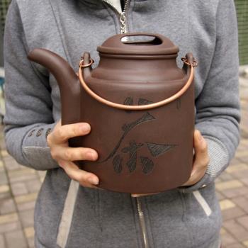 全球購 24L正品手工 紫砂茶壺 砂壺茶具 紫砂茶器 紫砂工藝 陶瓷壺 紫砂陶器 提梁茶壺 茶具提梁壺 提梁式茶壺 茶藝提梁壺 提梁陶瓷壺 提梁紫砂壺