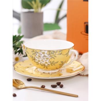 愛莉卡貝葉 檸檬樹英式骨瓷咖啡杯碟套裝下午茶花茶杯配勺禮盒裝