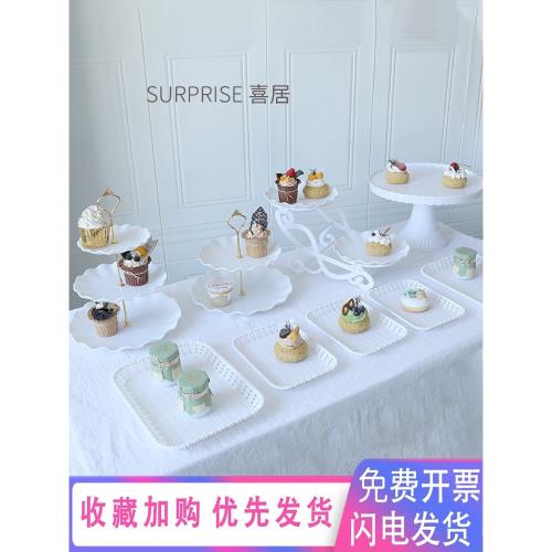 生日派對甜品臺展示架冷餐會茶歇擺臺蛋糕點心托盤婚禮甜品臺擺件