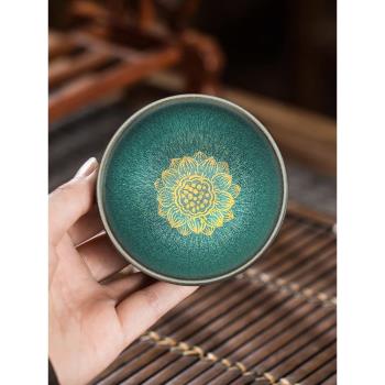佛蓮金盞主人杯建陽建盞蓮花杯個人專用金彩盞陶瓷茶杯盞杯老闆杯