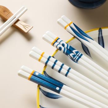 日式手繪陶瓷筷子吃飯瓷器筷子家庭筷子多雙裝可裝禮盒