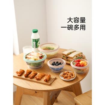 FaSoLa可折疊碗便攜式食品級矽膠碗微波爐加熱便當收縮帶蓋圓形碗