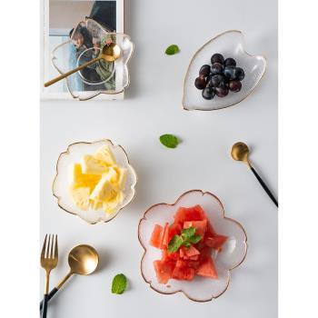 日式玻璃小碟子家用網紅零食沙拉碗點心精致櫻花創意透明水果盤子