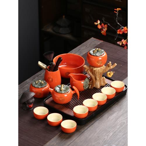 石磨懶人茶具套裝時來運轉磨盤自動茶壺旋轉出水泡茶神器家用禮品