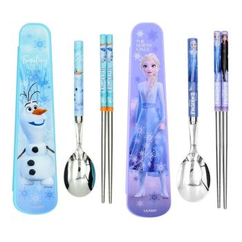冰雪奇緣筷子勺子套裝愛莎公主304不銹鋼兒童餐具便攜三件套可愛