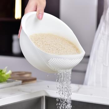 創意廚房淘米器洗米篩家用淘米盆塑料瀝水籃神器洗菜籃大小多功能