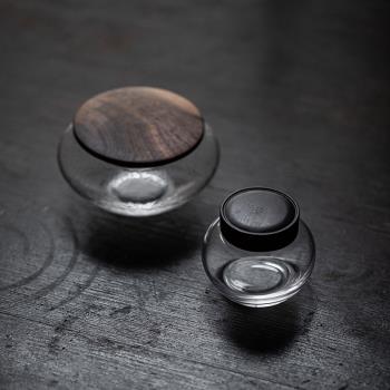 簡約玻璃茶葉罐密封便攜茶倉茶具配件日式透明醒茶罐小巧精致防潮