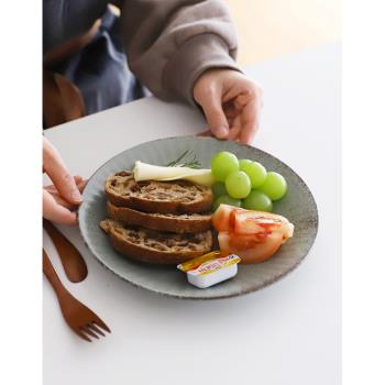 日本進口美濃燒復古盤子家用陶瓷盤飯碗菜盤碟子哥特風格做舊面盤