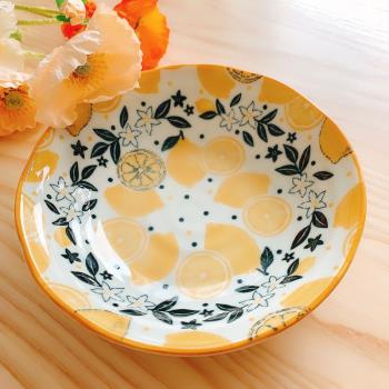 日本進口美濃燒釉下彩水果櫻桃檸檬家用日式餐具餐盤圓盤子咖喱盤